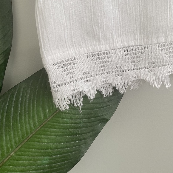 🌿3 for $25🌿 Cotton Embroidered Trip Button Up 3/4 Sleeve Cropped Shirt - Picture 2 of 7